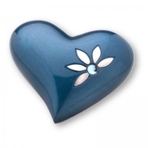 Keepsake Heart (Blue with Flower Motif and Jewel Detail)